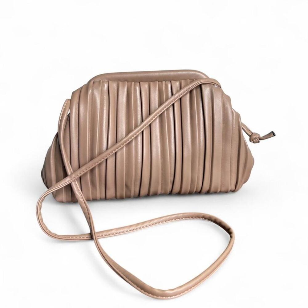 Ruched Brown Shoulder Bag Faux Leather Y2K Padded Minimalist Chic Women’s